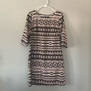 Zara Printed 3/4 Sleeve Dress EUC